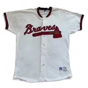 vintage 90s russell athletic atlanta braves jersey style t-shirt size large